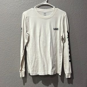 Vans White Long Sleeve T-Shirt With Logo and Roses Women’s Size Medium